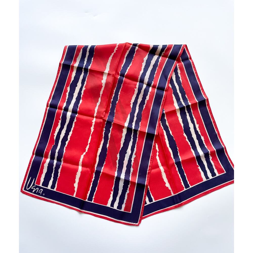 Vintage Vera Neumann Rectangle Scarf Red, White, and Blue Striped Pattern